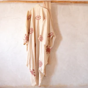 Discover the Tussar Silk Abaya with Sadu Pattern by Mhefhef. Handcrafted, sustainable, and perfect for any occasion. Support local communities with every purchase.